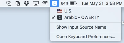 محدد اللغة العربية OSX